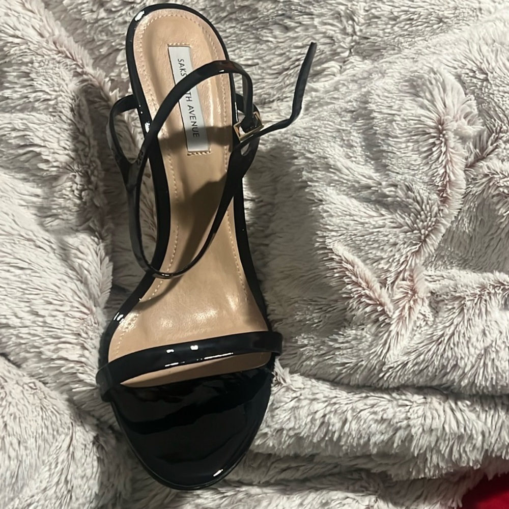 Saks 5th avenue patent leather strappy sandal size 11 fits like a 10 .never worn